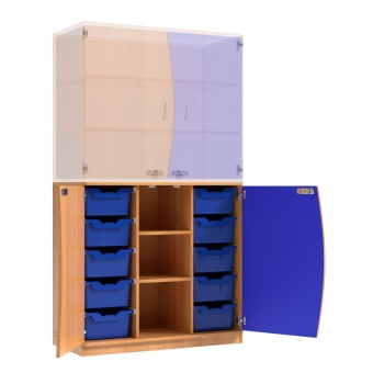 Wellentüren-Unterschrank, 99 cm hoch, 105x50 cm (B/T), Tür rechts alpensee, Wellentüren-Unterschrank, 99 cm hoch, 105x50 cm (B/T), Tür rechts alpensee,